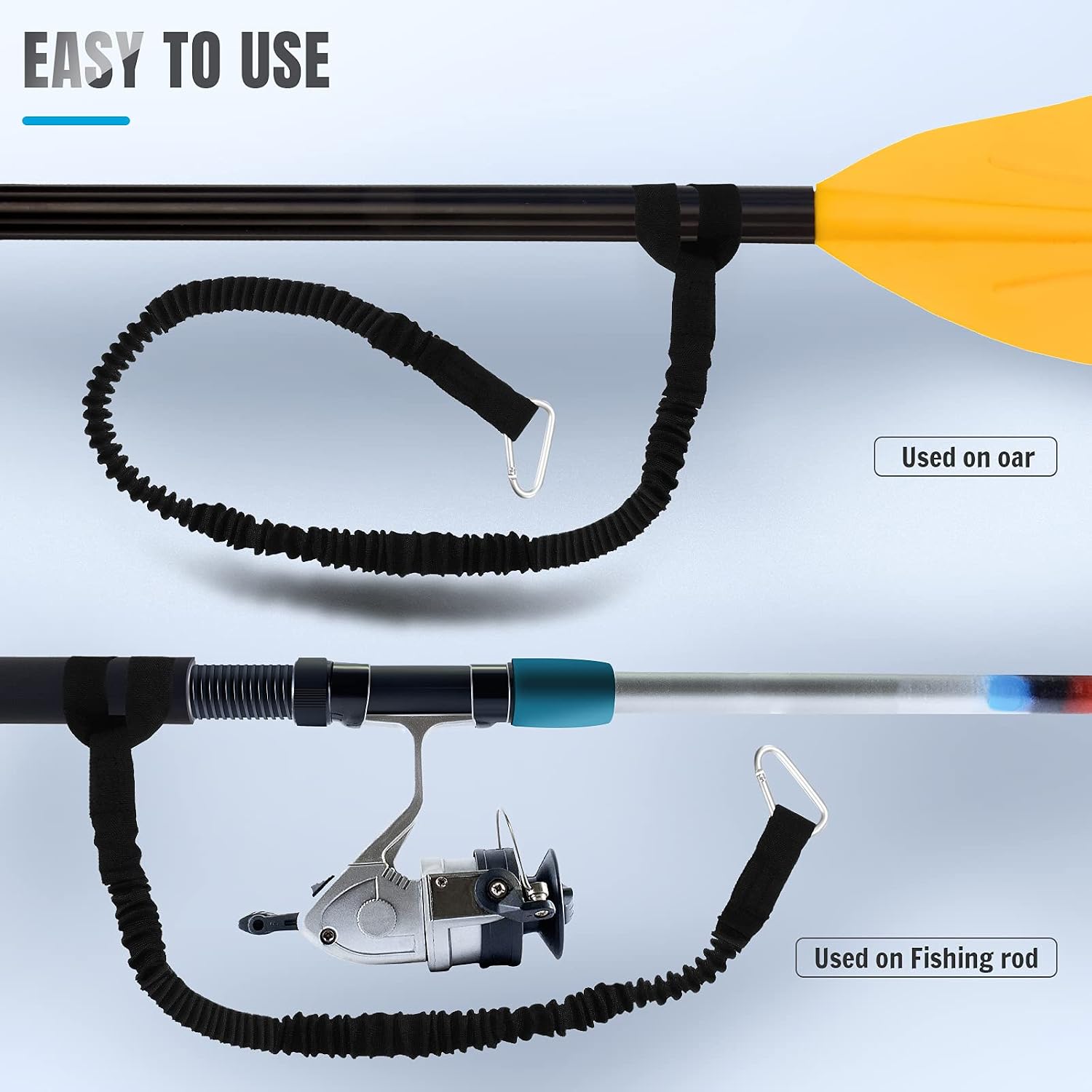 HESTYA 6 Pack Kayak Paddle Leash, Stretchable Nylon Lanyard, Kayak Coiled Rod Leash Rope 3.12-5.09 Feet for Canoe Sup Paddles Surfboard Fishing Poles Rods Accessories