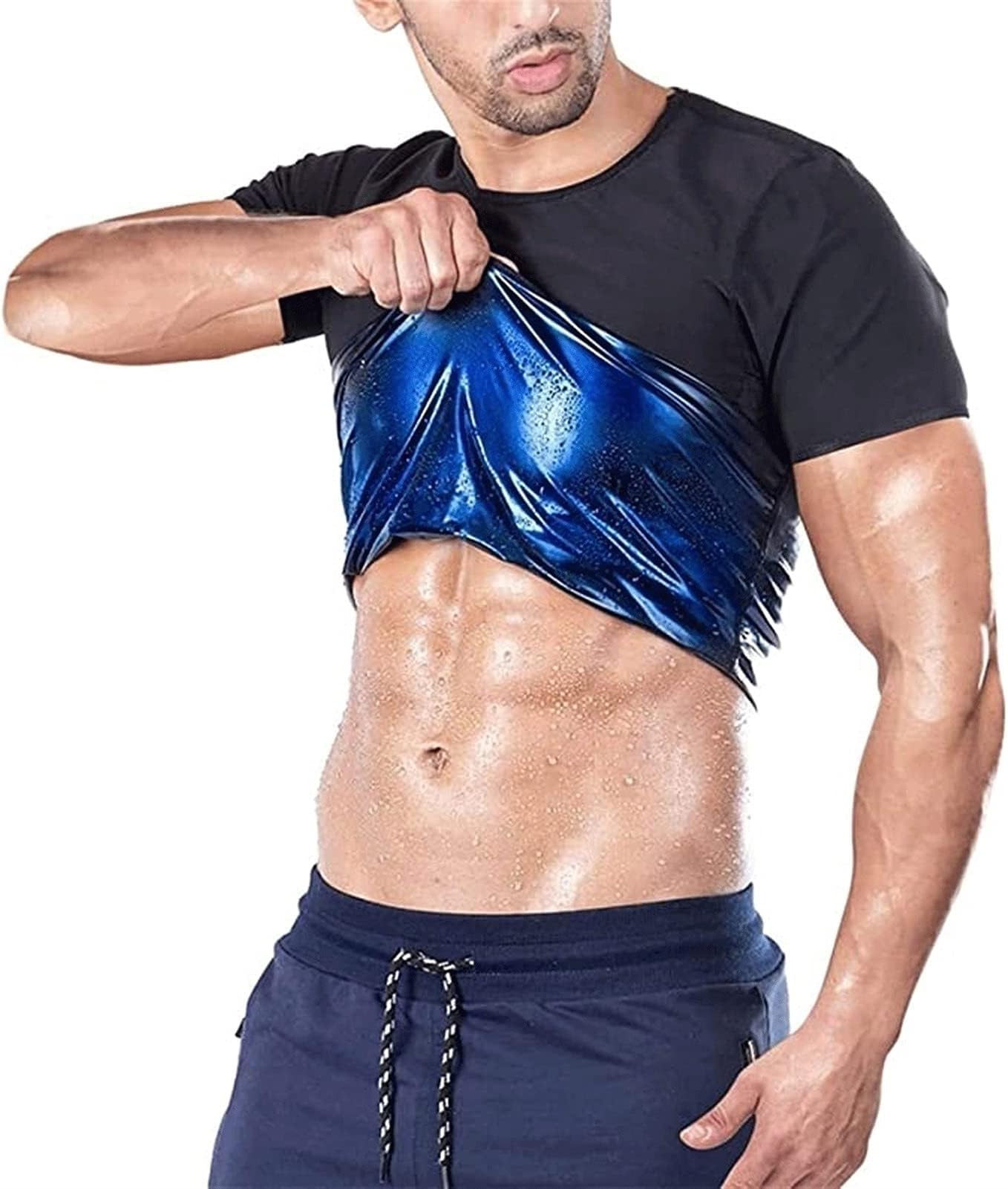 Yokbeer Women/Men Short Sleeve Sauna Effect T-Shirt, Body Shaping Neoprene Sauna Suit, Sweating, Faster Weight Loss, Fat Burning T-Shirt Men Neoprene Waist Trainer, Top Tummy Control Shapewear