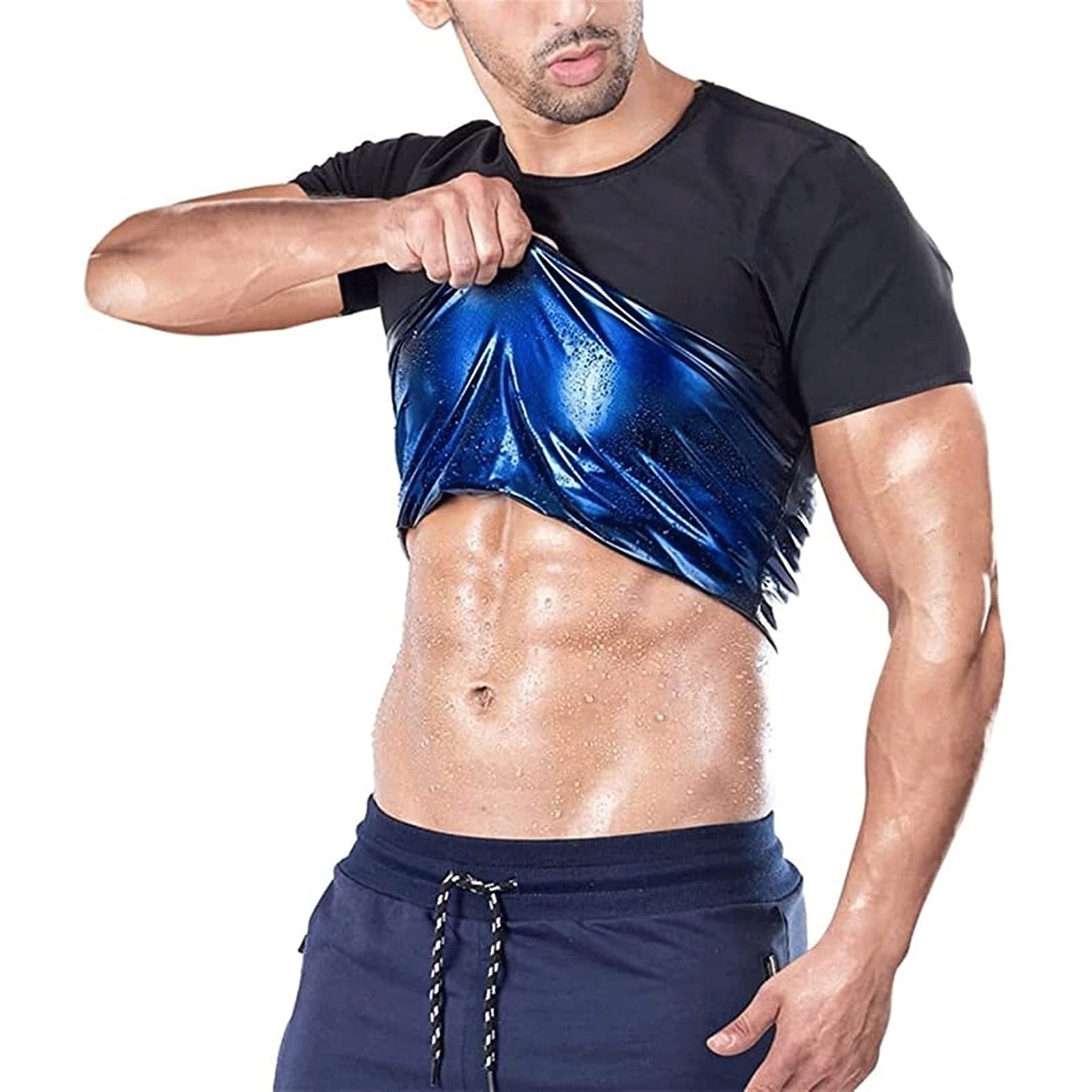 Yokbeer Women/Men Short Sleeve Sauna Effect T-Shirt, Body Shaping Neoprene Sauna Suit, Sweating, Faster Weight Loss, Fat Burning T-Shirt Men Neoprene Waist Trainer, Top Tummy Control Shapewear