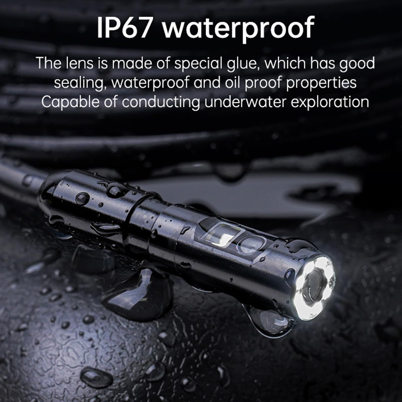 Kamera Endoskopu z światłem, Podwójny Obiektyw 8 Mm 1080p HD Borescope z Ekranem 4,3 Cala, 8 Regulowanych Diod LED, Kabel Pół-szorstki, IP67 Wodne Odporne na kontrolę (5M / 16,4 stopy)