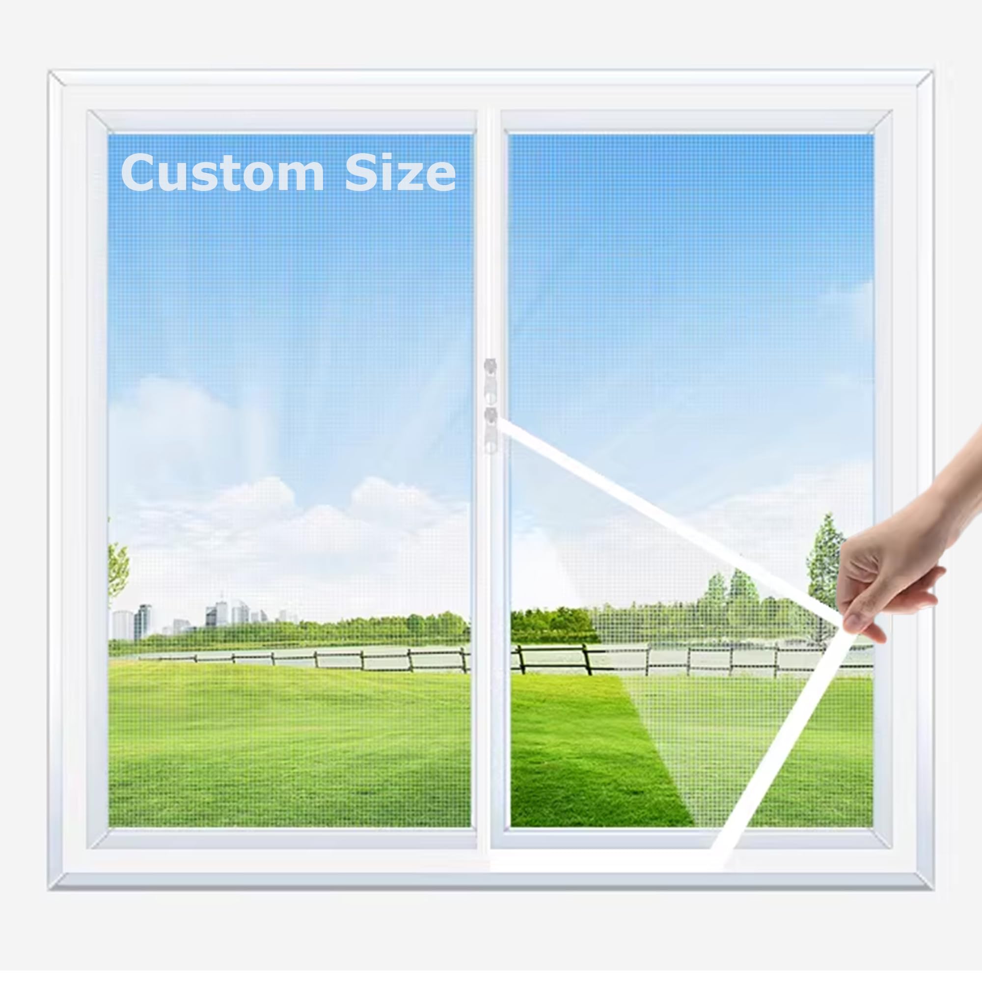 Xxiudee White/Black Window Screen Netting With Double Zipper Opening, Self-Adhesive Insect Mesh Curtain, Window Fly Screen, Self-Adhesive Cat Safety Mesh, Protection Net For Cat