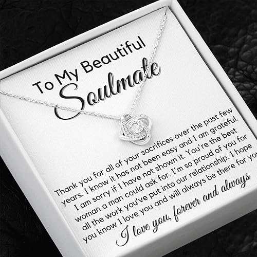 Miniatura 3 de to My Soulmate Love Knot Necklace - My Lovely Wife, Gifts for Girlfriend, Romantic Gifts for Her from Husband to Wife, Valentine's Day, for Wife BS1