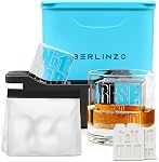Berlinzo Moule de boules de glace de qualité supérieure - 4 Grande boule de glace transparente de 2,4 pouces en cristal pour le cocktail de whisky, facile à enlever Moule de glace de sphère- Sac de stockage de glace inclus, noir (non-électrique)