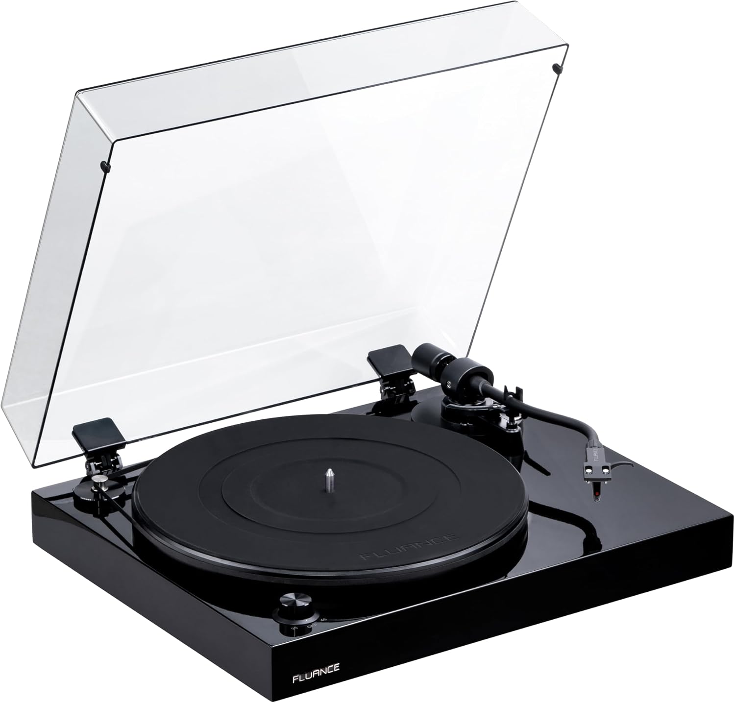 RT82 Reference High Fidelity Vinyl Turntable Record Player with Ortofon OM10 Cartridge, Speed Control Motor, High Mass MDF Wood Plinth, Vibration Isolation Feet - Piano Black