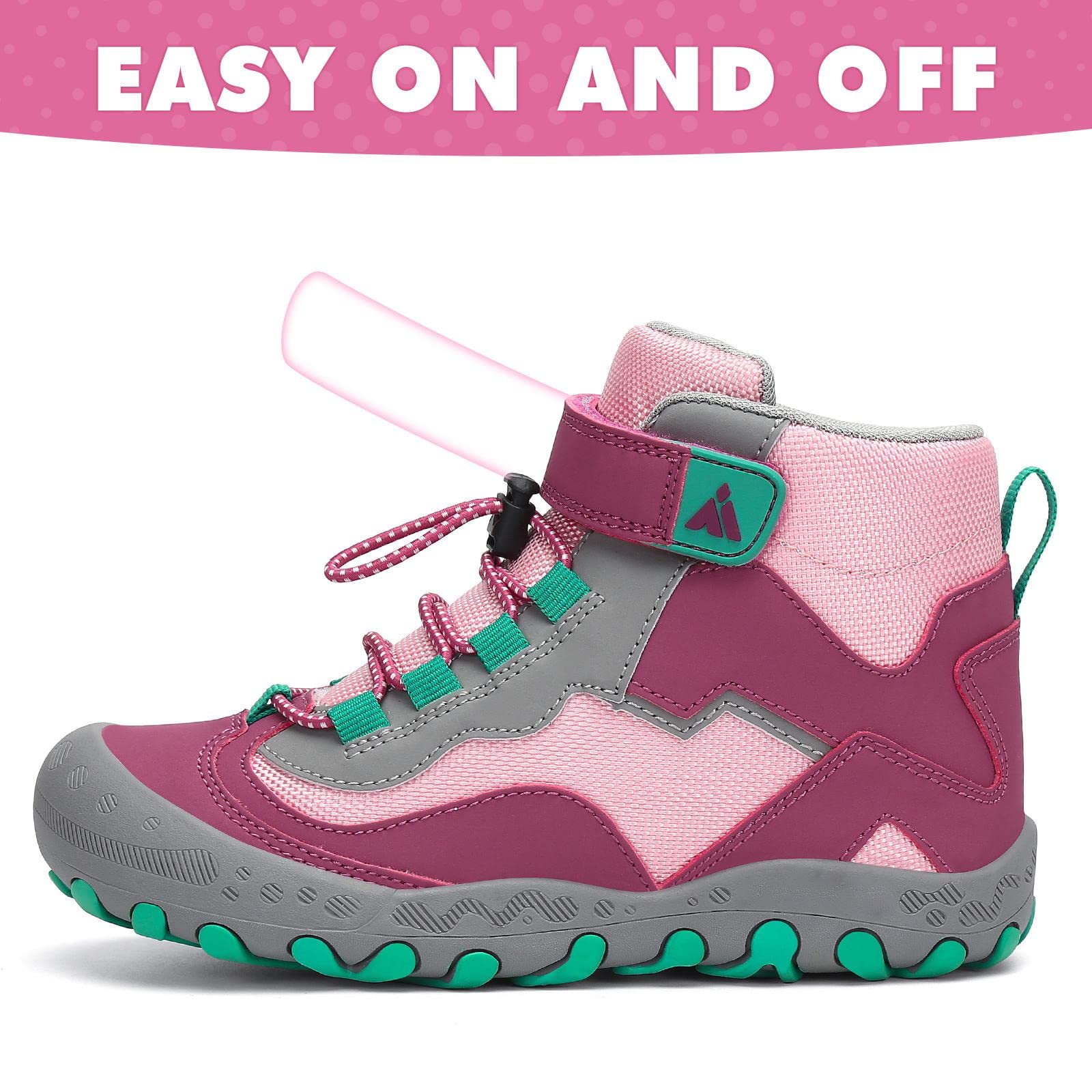 Mishansha Botas de Senderismo Niño Niña Zapatos de Trekking Antideslizante Ligero Zapatillas de Montaña Cómodos Exterior, Rosa Rubor 37 EU