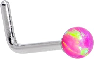 Body Candy Steel 2.5mm Synthetic Opal Ball L-Shape Nose Ring 20 Gauge 1/4"