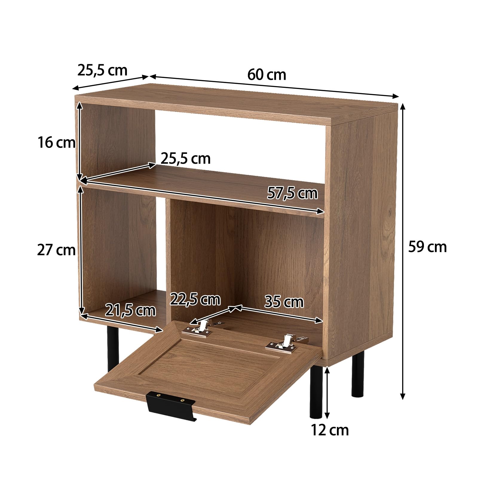 LIFEZEAL Tavolino da Divano, con Armadietto in Rattan, Scomparto Aperto, Tavolino Laterale da Caffè, Soggiorno, Salotto, Ingresso, Comodino Camera da Letto, Scarpiera, Max 80kg, 60x25,5x59cm, Naturale