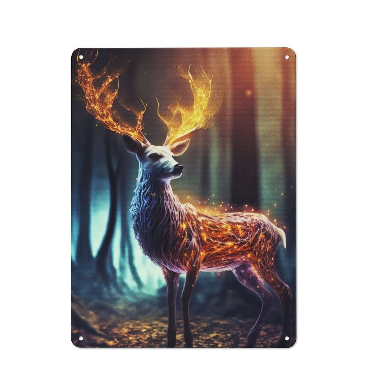 40x30cm Vintage Metal Sign with Mystical Deer in Forest for Café Or Restaurant, New Home Wall Decor for Restaurant Decor Fans