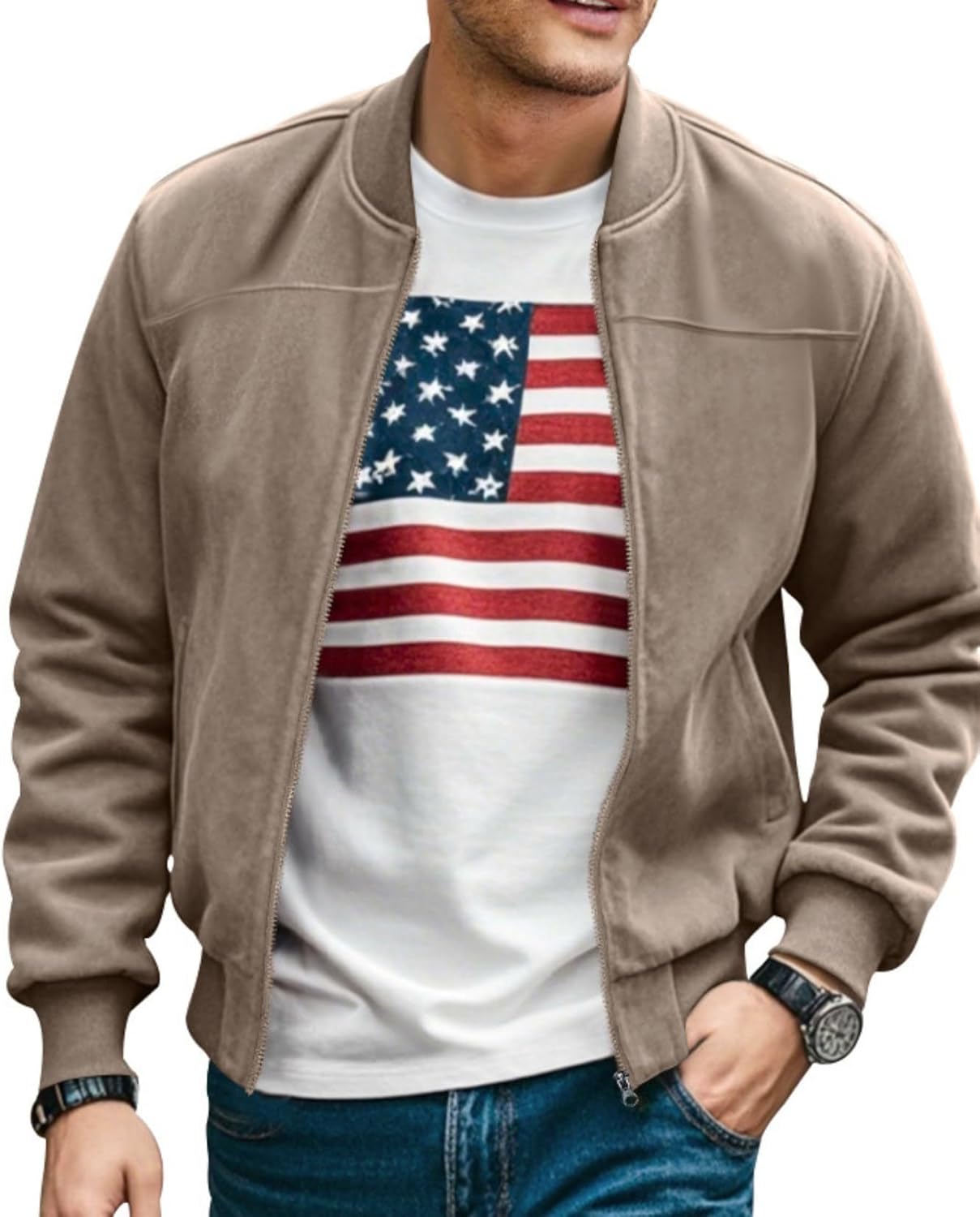 Men's Cardigan Jacket - Solid Color Zipper Front Loose Warm Wear for Autumn Winter Vacation Daily Life - Image 3