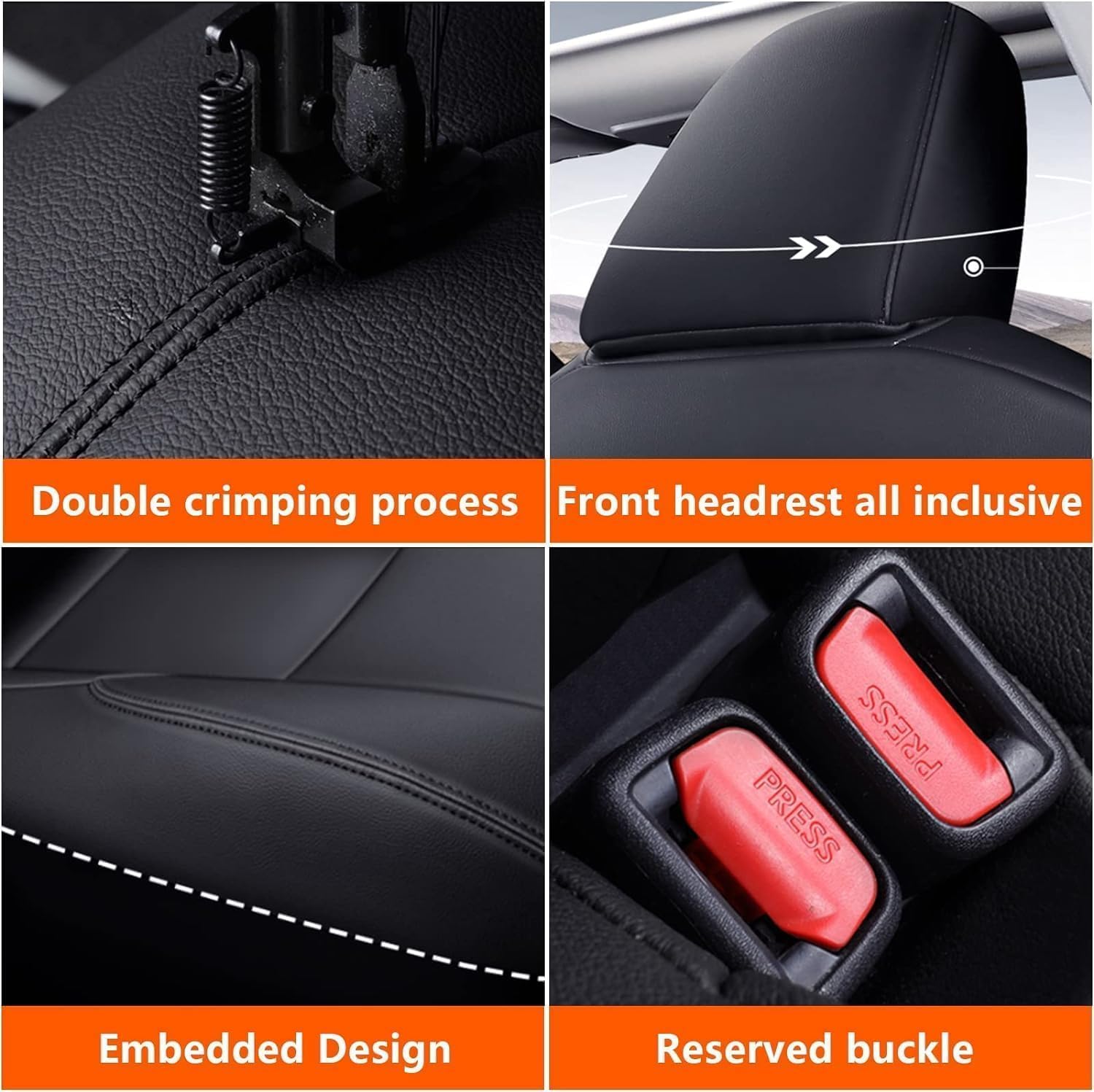 AOMSAZTO Front Seat Covers for Toyota Tacoma 1995-2000 60/40 High Front Bench Custom Fit Full Set Faux Leather Black