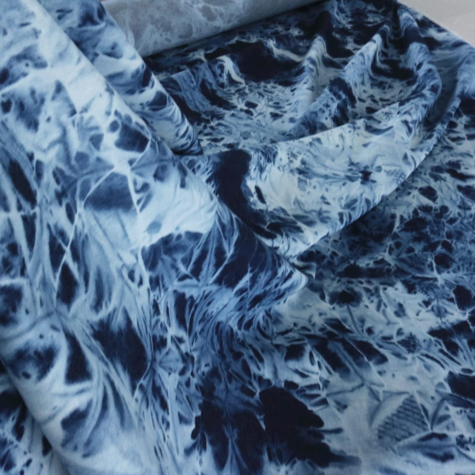 Tkanina dżinsowa do szycia, 100% tkanina bawełniana, cienka tkanina dżinsowa, wzór tie-dye, kreatywna tkanina do szycia koszul krawieckich, ubrań, szycia, patchworkowa, DIY, rozmiar: 1,5 x 2 m
