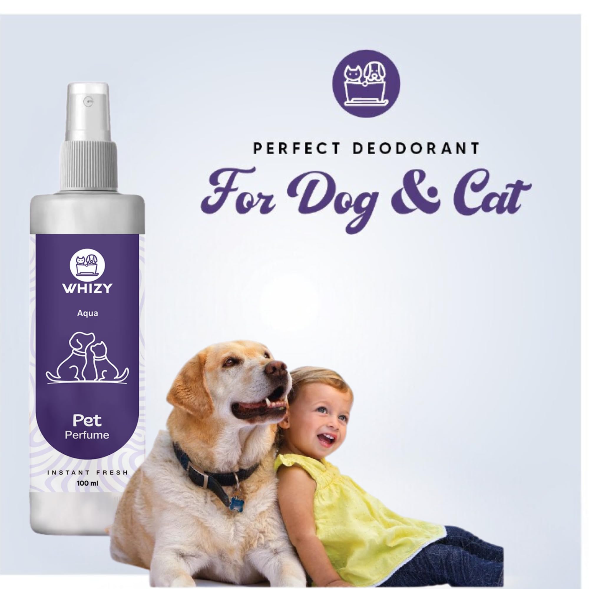Whizy Pet Deodorant (Aqua) - Long Lasting fragrance spray for dogs, Smell Remover for Dogs,Cats,Puppy, kitten 4