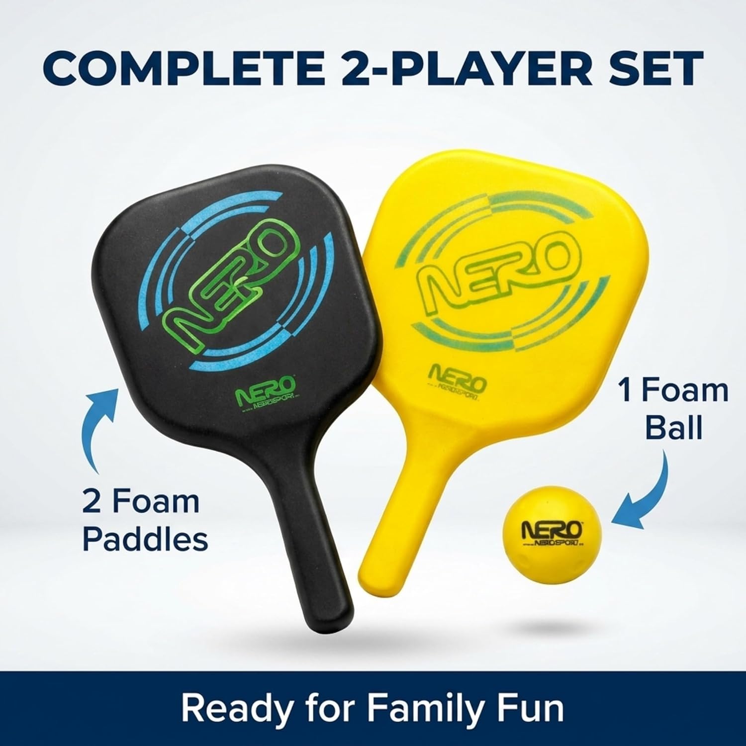 Nero Sport Silent Ninja Pickleball Set for Kids, 2 Foam Paddles and Ball image 2