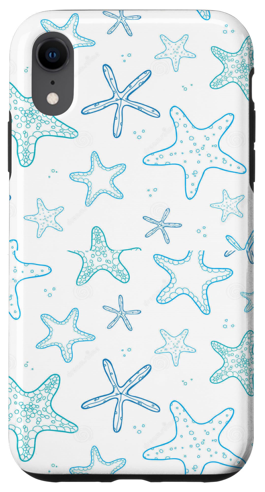 Cute Summer Blue Starfish pattern White background Case for iPhone XR