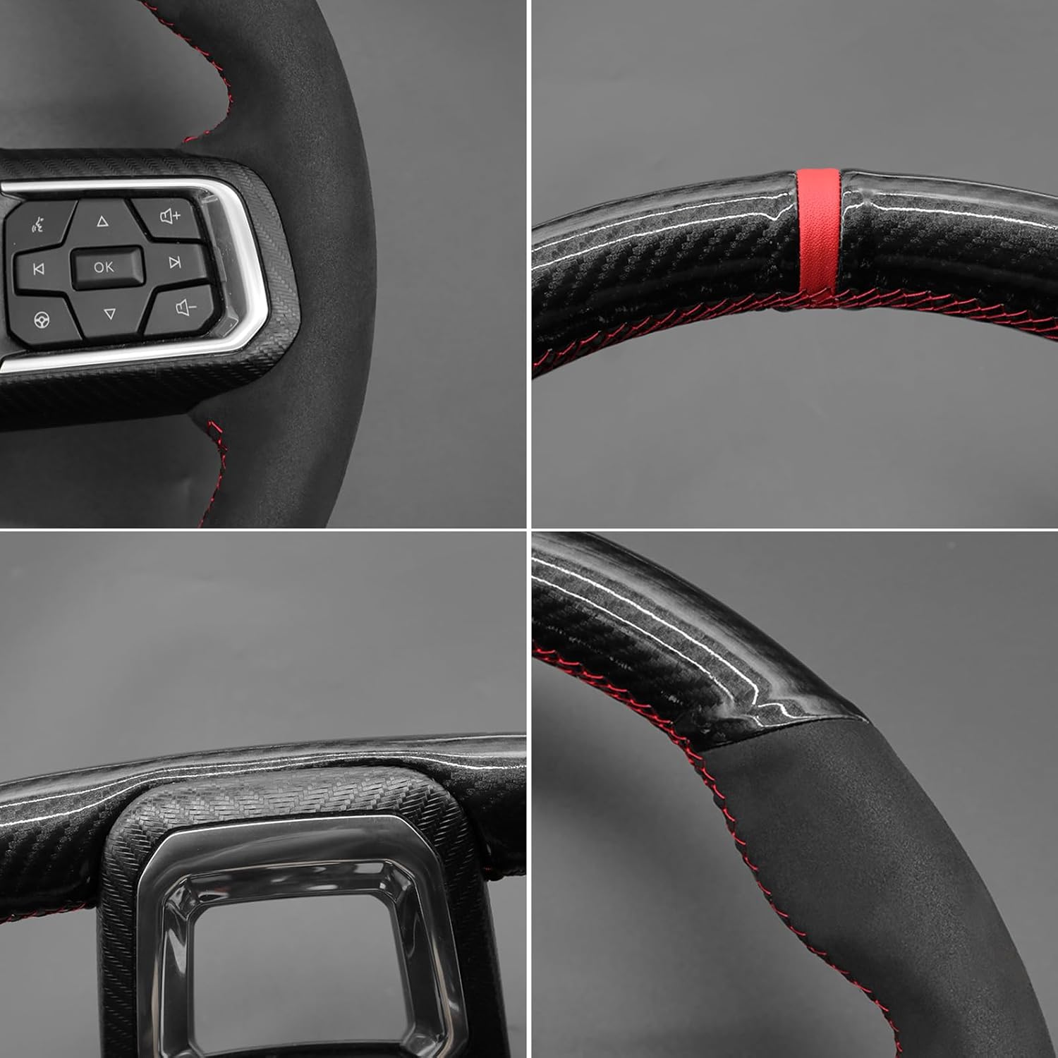 MEWANT Steering Wheel Cover for Ford Mustang 2024 Hand-Stitched Steering Wheel Wrap