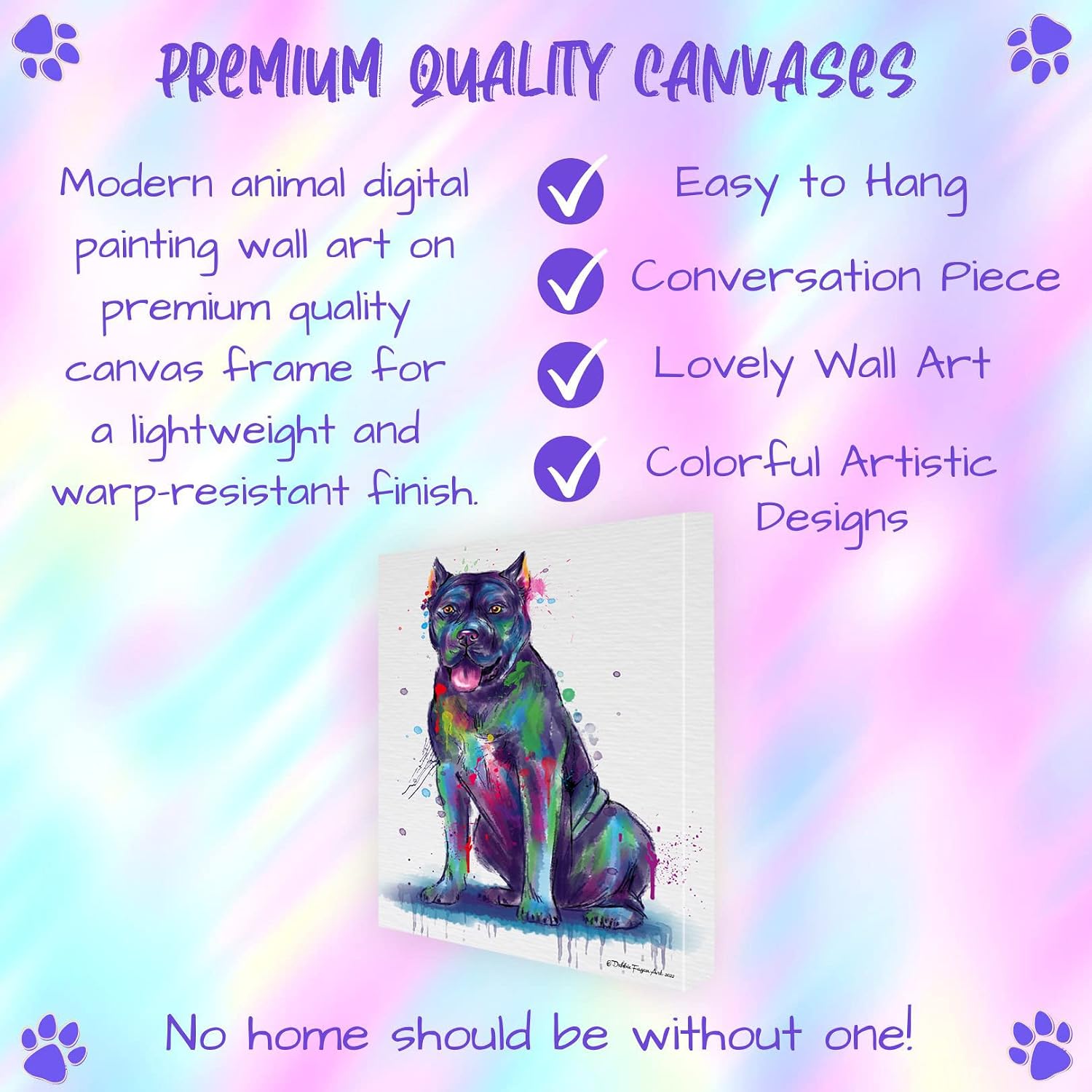 Watercolor with Cane Corso Dogs Canvas Wall Art - Premium Quality Ready to Hang Room Decor - Black Floating Framed 16" x 16"