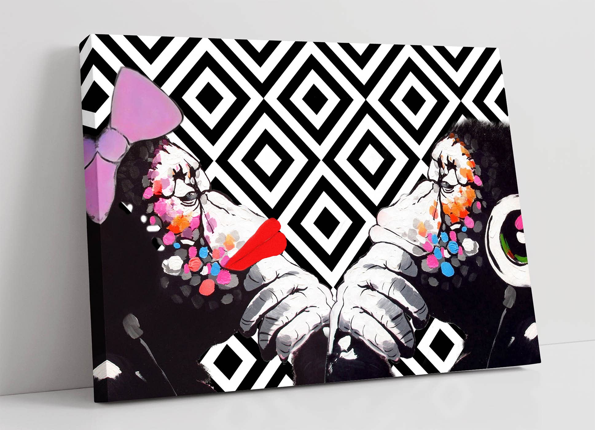 CANVASARTSHOP- BANKSY DJ MONKEY THINKERS DUO- CANVAS WALL ART PICTURE PRINT (18x12)