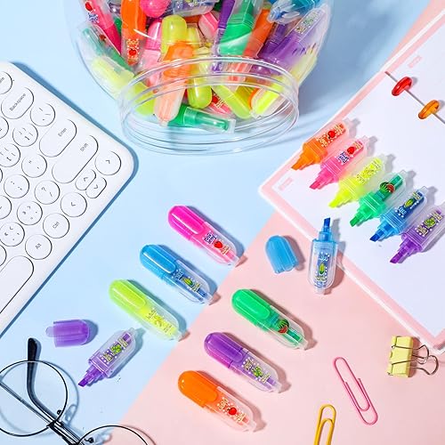 Miniatura 3 de Ctosree 90 piezas de mini resaltadores perfumados con tarros de caramelo para suministros lindos multicolor, papelería de oficina para dibujo,