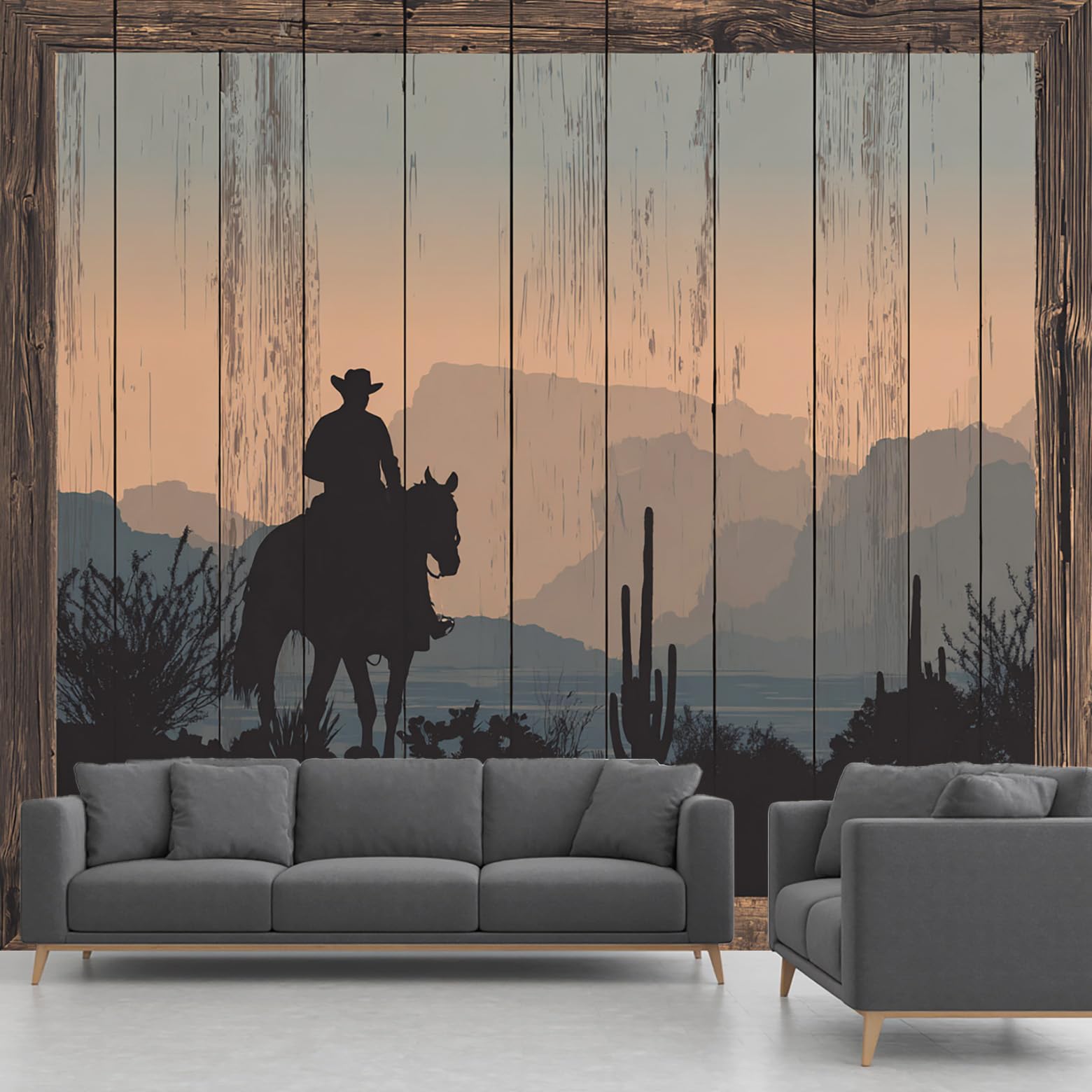 Papier peint cowboy occidental fresque murale intissée premium