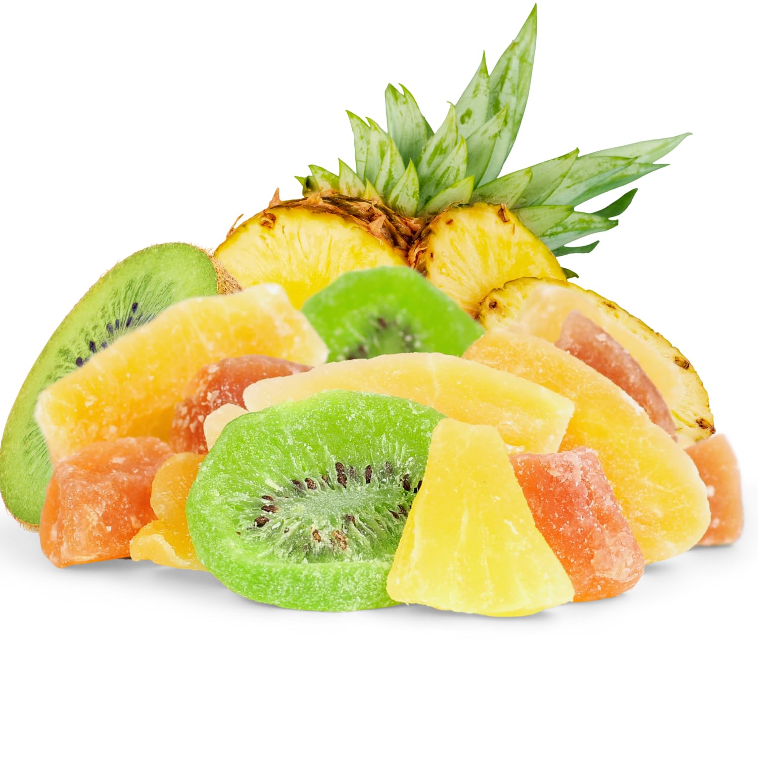 Tropical Dried Mixed Fruit Chunks - by Its Delish, 40 OZ Jumbo Container | Healthy Snacks for Adults, Kids | Fresh Snack Mix Dry Fruit | Pineapple Mango Papaya Kiwi Slices | Gluten Free, Vegan, Kosher