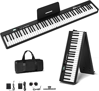 Cossain 88 Key Digital Piano, Folding Piano Keyboard [Full Size/Semi-Weighted/Tough Sensitive] Portable Piano with Piano Bag, [Bluetooth & MIDI] Electric Piano Keyboard for Beginners, Teens, Adult