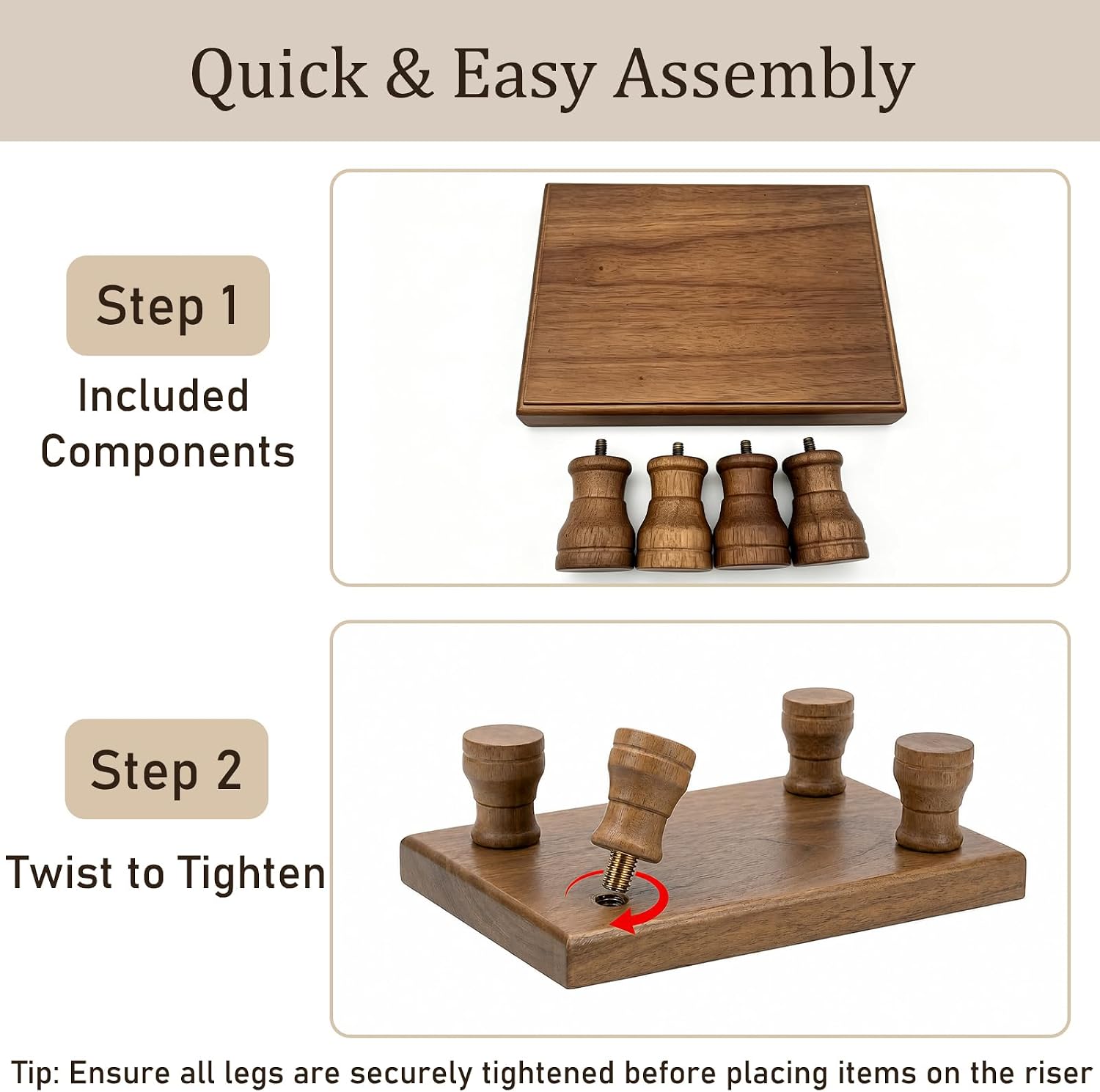 Small Acacia Wood Display Riser,Wooden Riser for Kitchen Counter-Farmhouse