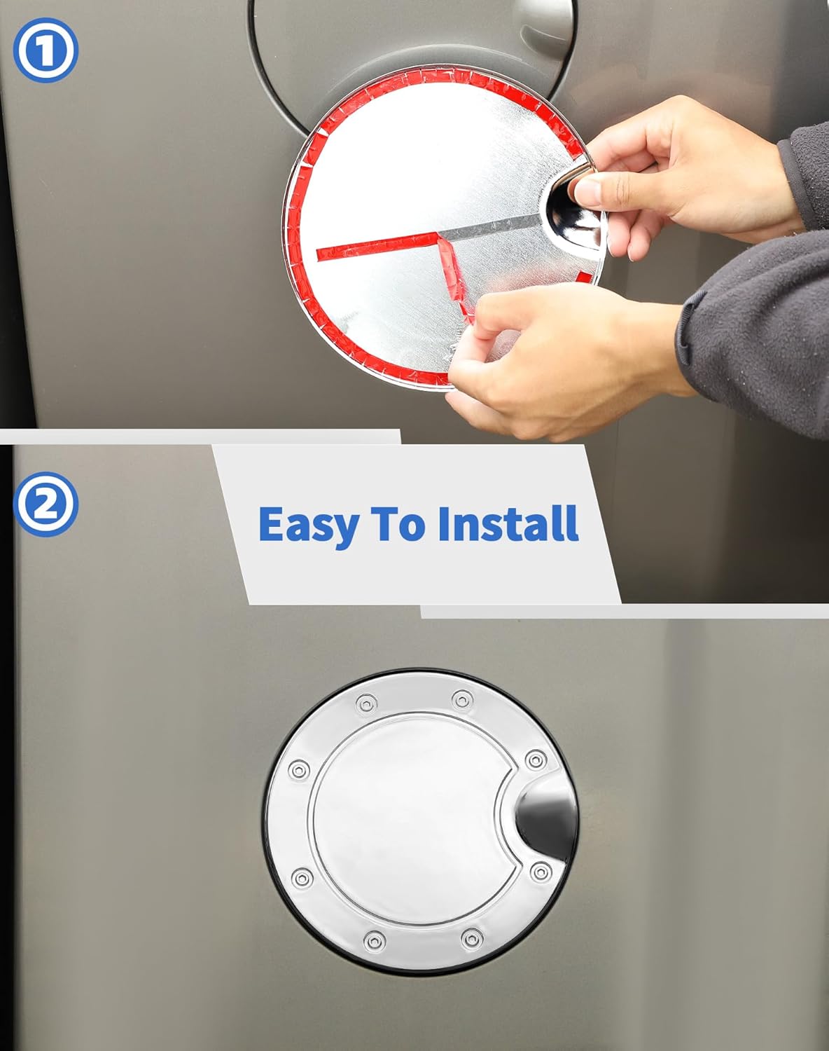 Chrome Fuel Filler Gas Door Cover Fit for 2007-2013 Chevy Silverado/GMC Sierra