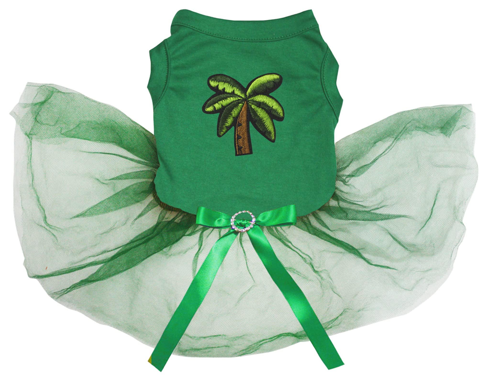 Robe pour chiot verte à motif de cocotier pour les vacances