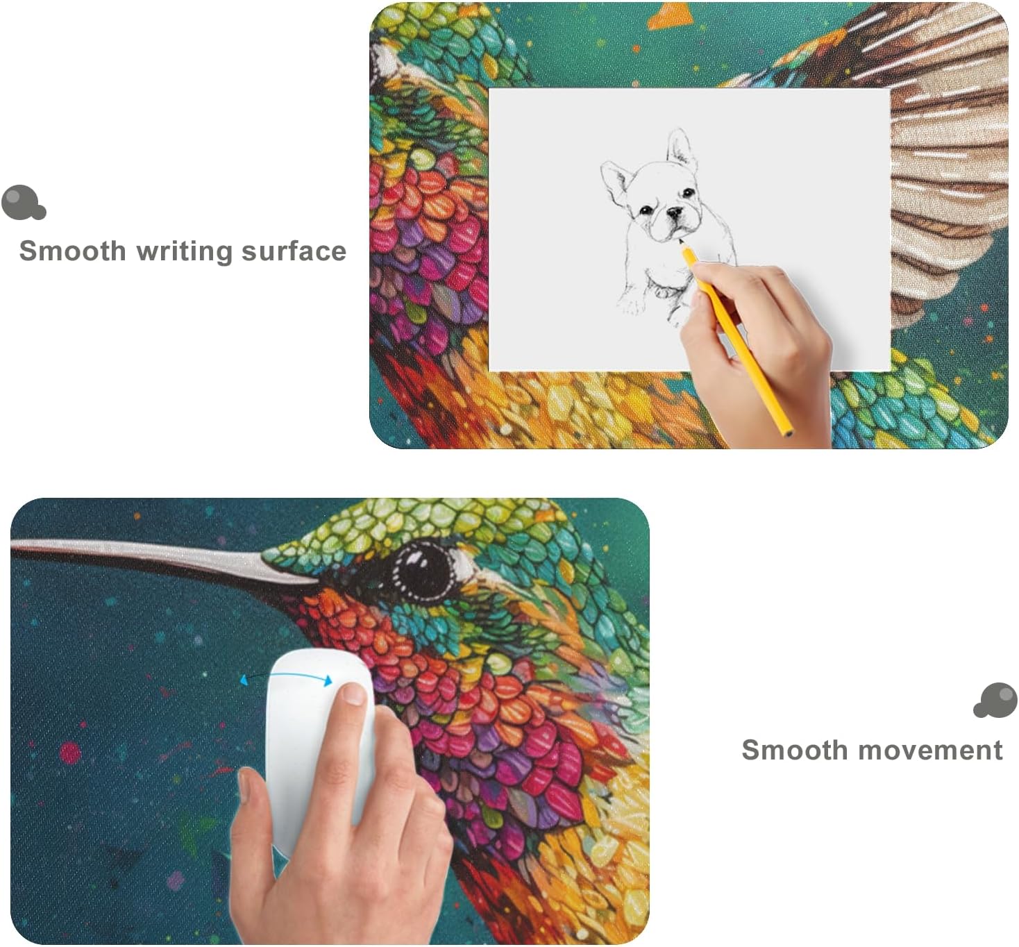 Hummingbird Themed Large Gaming Mouse Pad 35.5 x 16 Inch, Waterproof, Stitched Edges, Perfect for Esports and Office