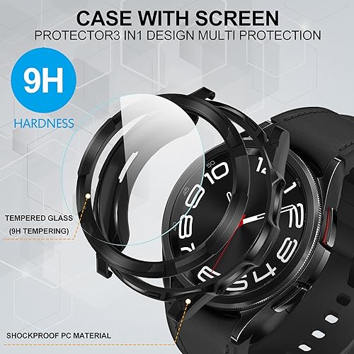 Miniatura 2 de Suoman 3 en 1 para Samsung Galaxy Watch 6 Classic 1.850 in Caso, Cubierta Protectora De Parachoques De TPU Protector De Pantalla HD Para Samsung