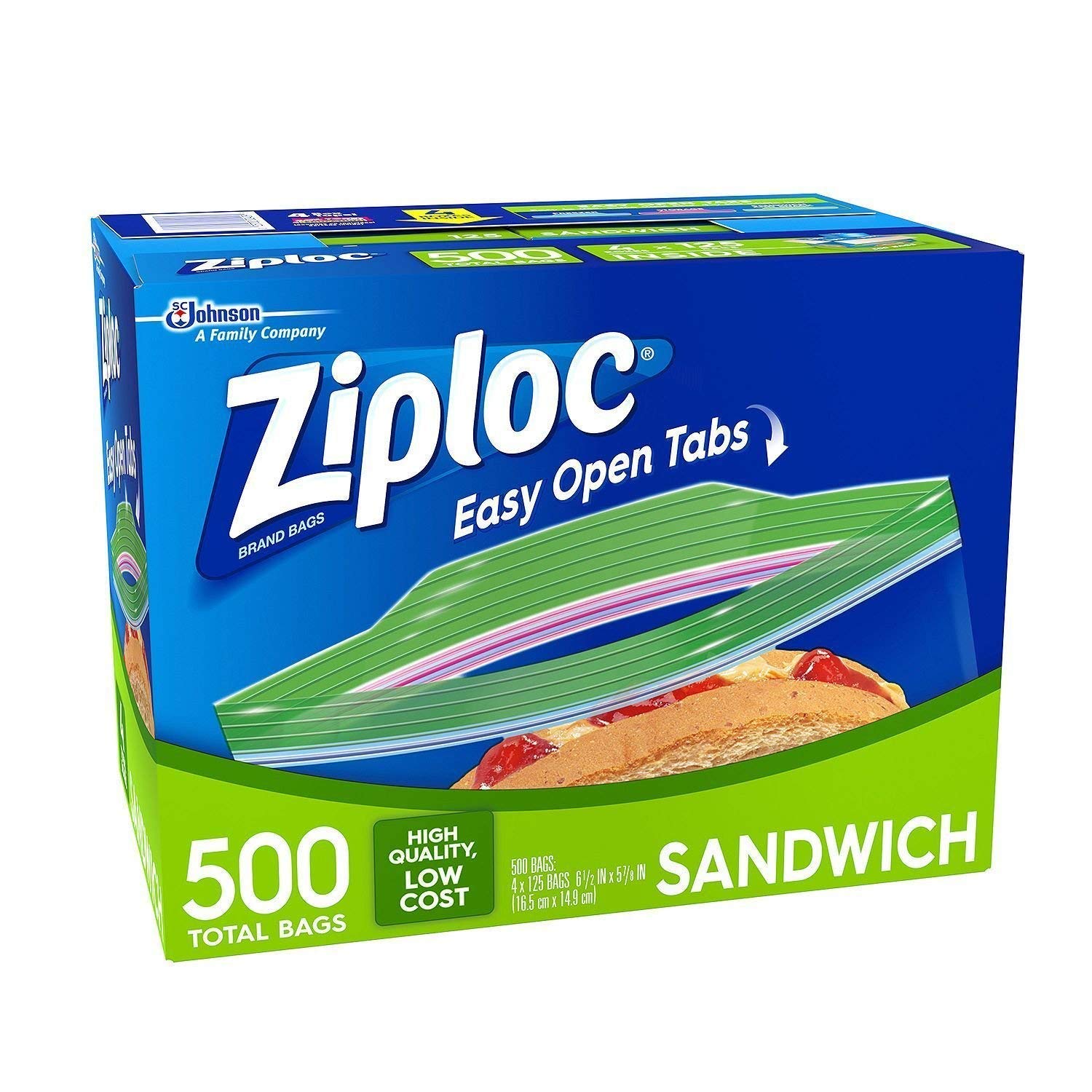 Amazon.com: Ziploc Easy Open Tabs Sandwich Bags, 500 CT : Health