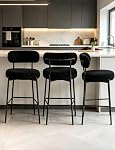 DYHOME Bar Stools Set of 3, White 28 Inches Counter Height Bar Stools,Upholstered Boucle Barstools with Back, Mid-Century Modern Bar Chairs for Kitchen Island, Dining Room, Christmas