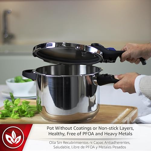 Miniatura 4 de MAGEFESA Favorit - Juego de seis ollas a presión de acero inoxidable, 3.2 y 6.3 cuartos de galón, compatible con inducción, base difusora de calor