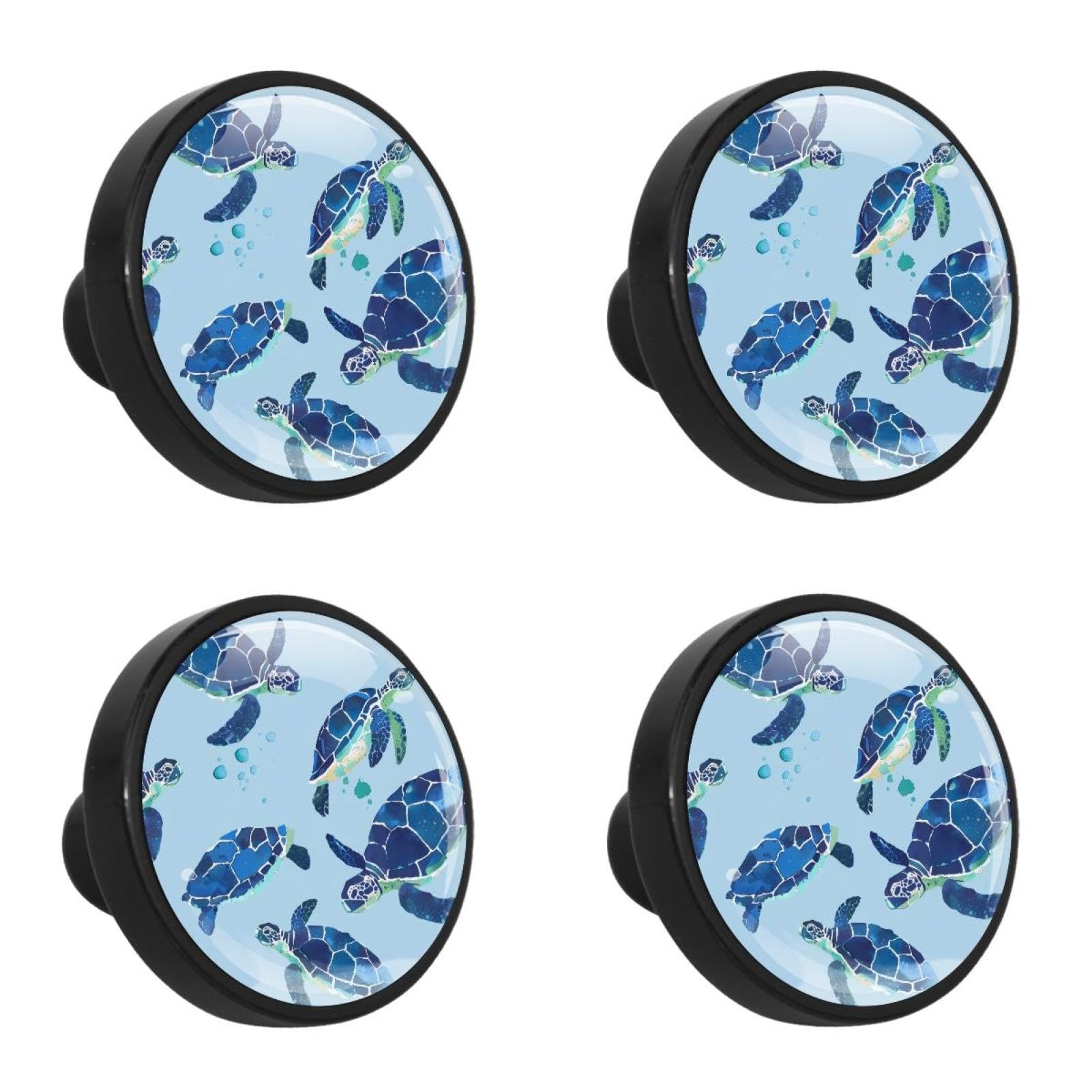 Vapokf Sea Tortoises 4 Pcs Cabinet Knobs, Crystal Glass Drawer Handles Pulls For Kitchen Cabinets Dresser Cupboard Wardrobe