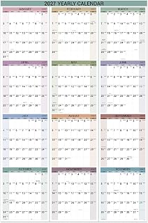 2027 Yearly Wall Calendar - Jan. 2027 - Dec.2027, 34.4" x 22.8" (Open) | Wall Calendar 2027, 2027 Calendar with Round Stic...