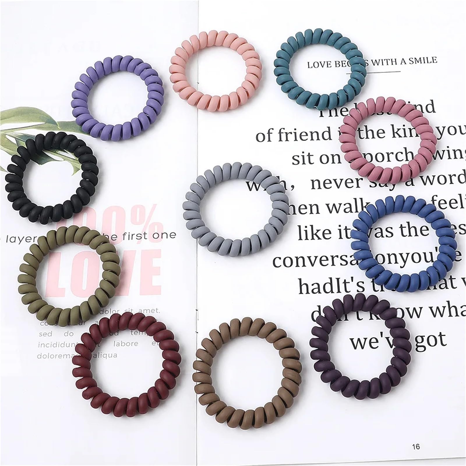 Elastici per capelli, 100 pezzi, elastici, colorati, a spirale, elastici per capelli, colore nero