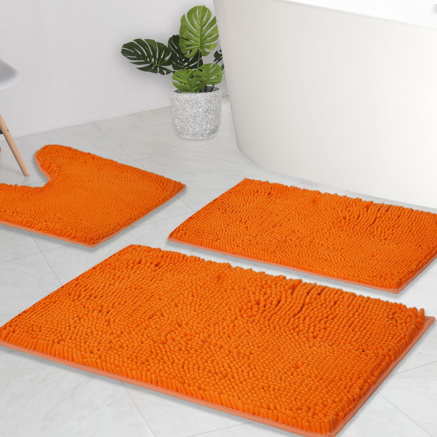 AINAHYVA Bathroom Rugs Chenille Bath mat 3 Piece Set, Super Absorbent, Strong PVC