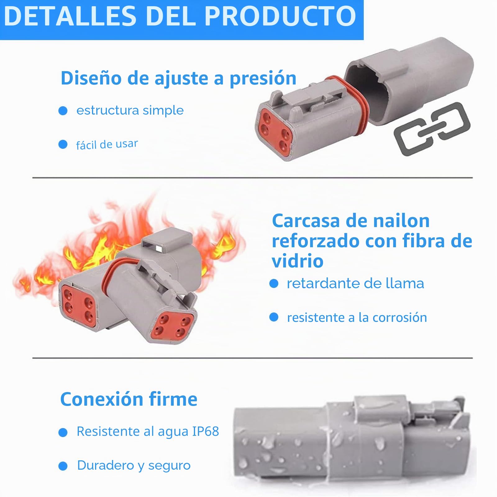 Juego de 265 Conectores DT para Coche, 2/3/4/6/8/12 Pines Macho y Hembra Auto Conector de Cable Eléctrico a Prueba de Agua, Conector Eléctrico Impermeable 16-22 AWG Conector para Moto Camión Barcos