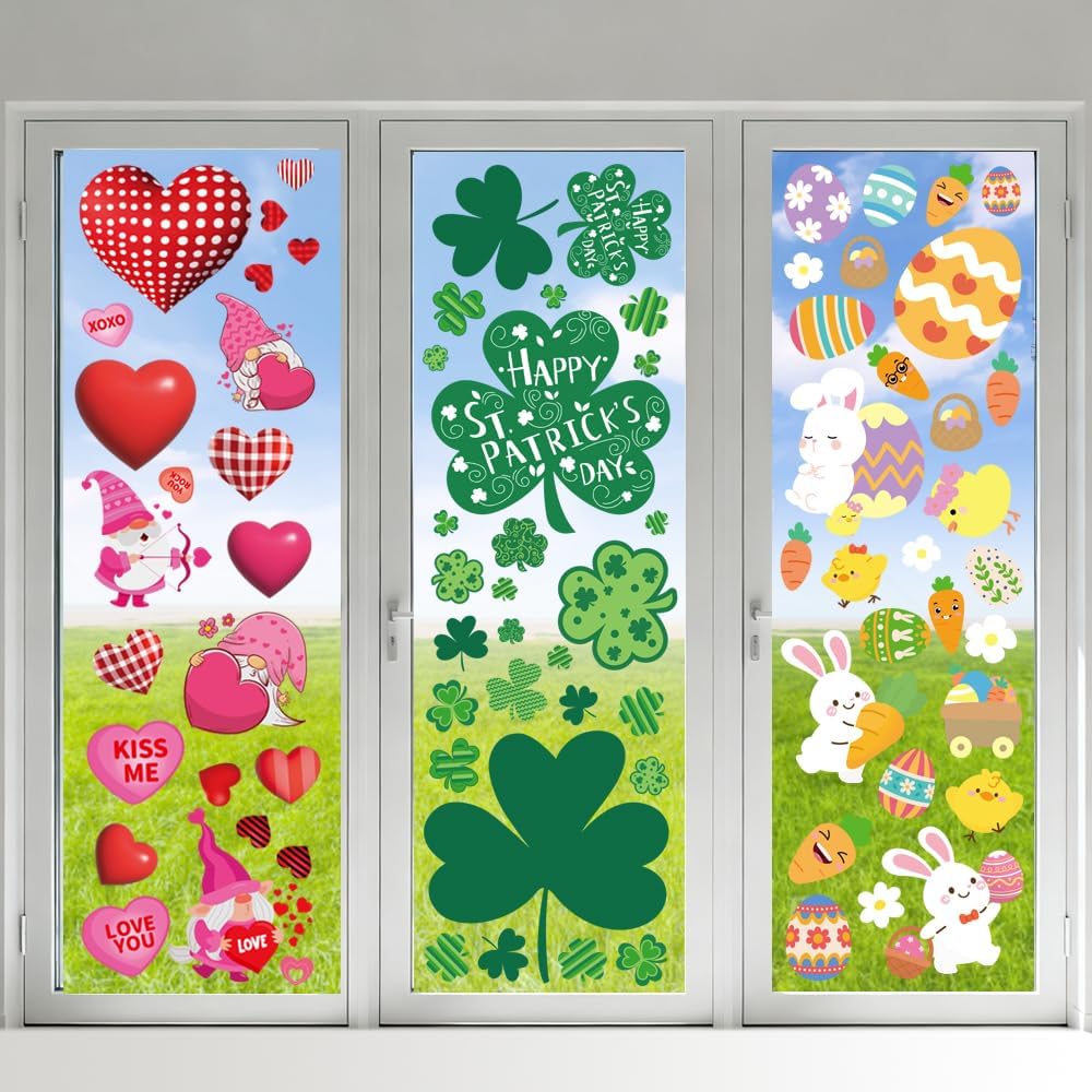 Valentine's & St. Patrick's Day Window Clings