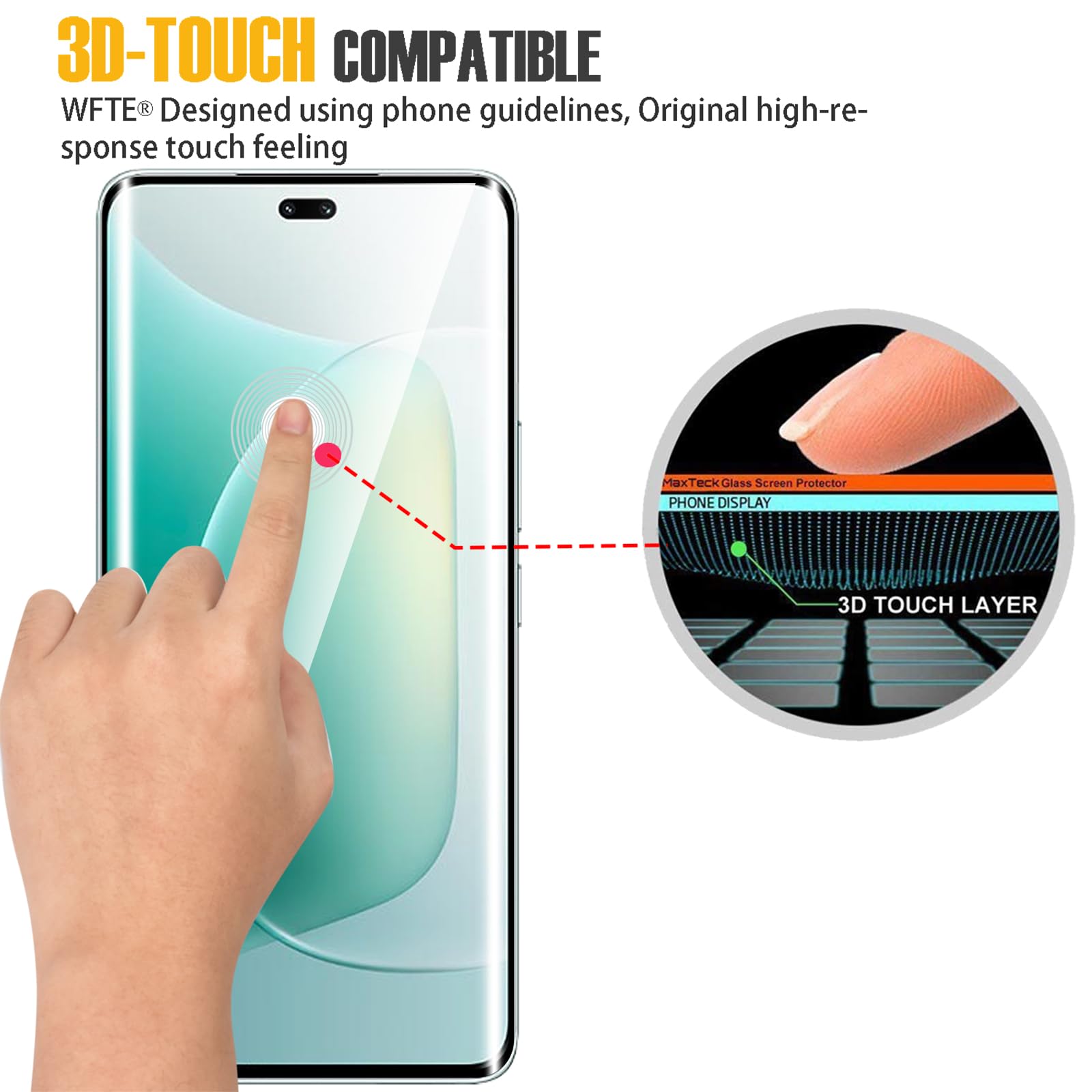 WFTE [2-Pezzi Vetro Temperato per Honor 70 Pellicola Protettiva 3D