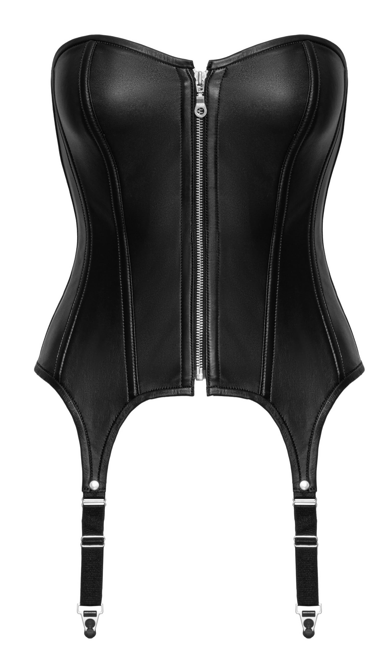 Zado Women's Leather Suspender Corset Black L