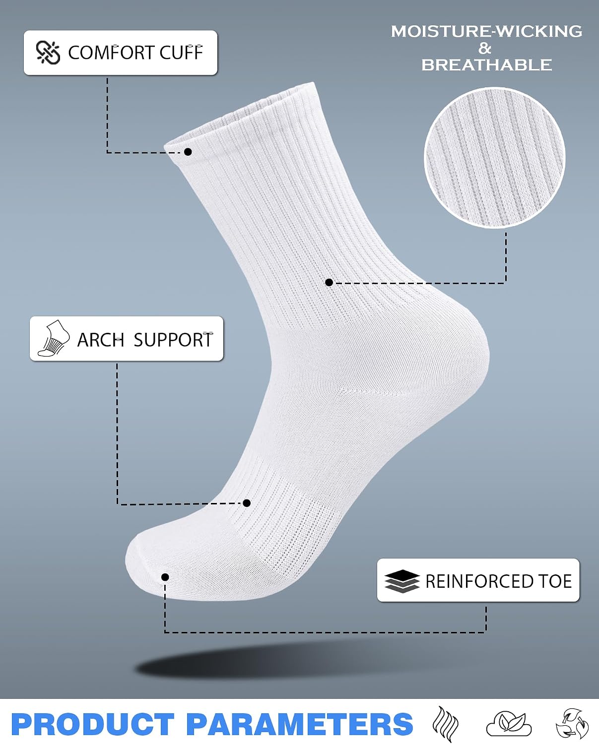 Mens Athletic Crew Socks,Running Socks for Men& Women,Cushion Training socks,Breathable Sports Sock for Outdoor,Hiking