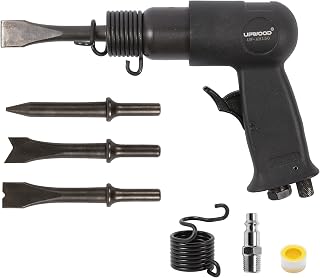 UPWOOD UW-AH150 Air Hammer Kit: Short Barrel, Quick Change Retainer, 4 Chisels, 4500 BPM, Lightweight 3.3lbs