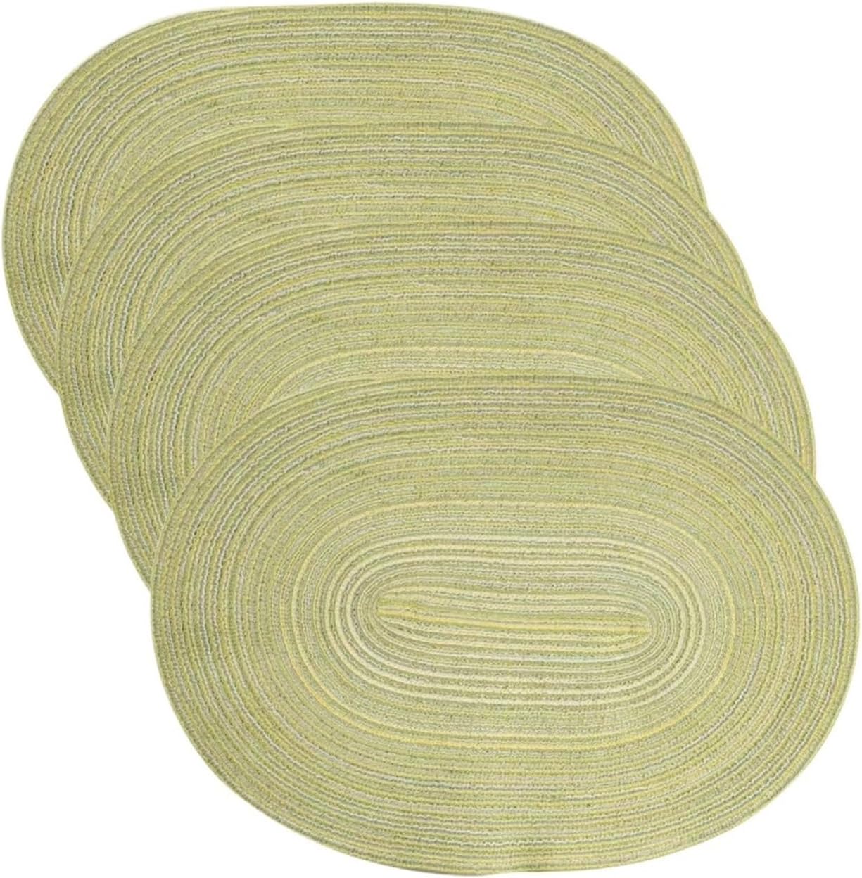 50 * 35cm Oval Braid Polyester Placemats Set of 4, Table Place Mat Woven Placemat for Home Wedding Decor(Green)