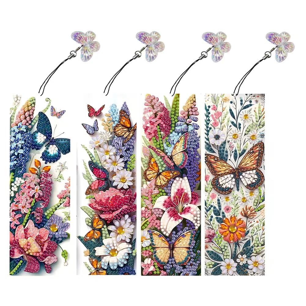 LFSX0828 5D Diamond Painting Bookmarks for Reading Lovers, Handmade DIY Diamond Art Bookmarks with Tassels (SQ022)