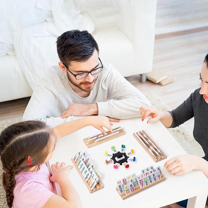 Mexican Train Dominó Doble 12 con 91 Fichas y 4 Soportes de Madera miniatura 7