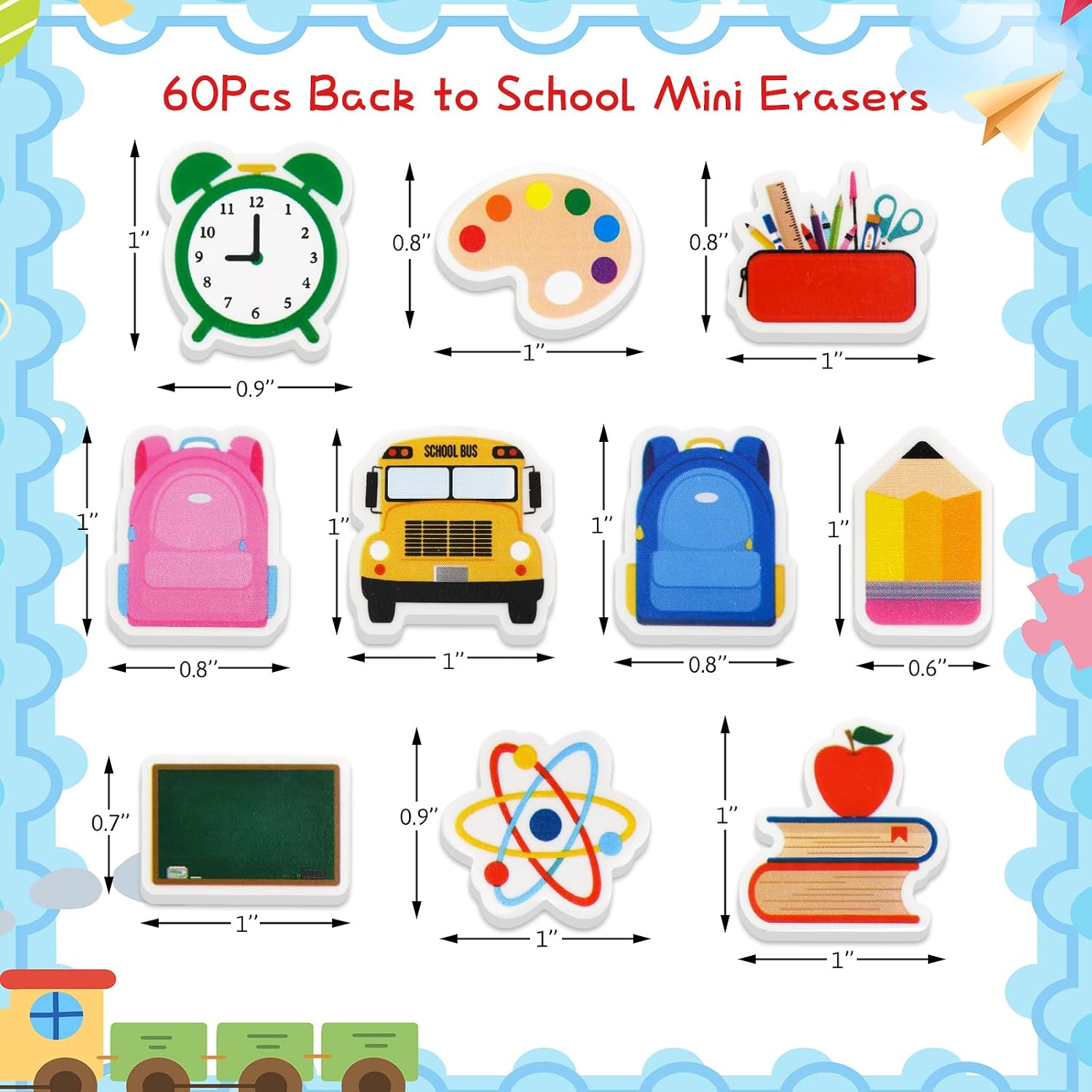 Ceiba Tree 60PCS Back to School Erasers Bulk for Kids Mini Pencil Erasers image 2