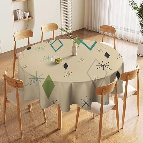 Miniatura 5 de Mantel retro moderno de mediados de siglo, diseño de colores retro de los años 50, resistente al agua, mantel lavable para cocina, comedor, fiesta