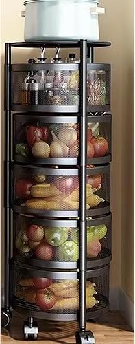 Miniatura 3 de Estantes de almacenamiento giratorios para cocina, organizador de almacenamiento de verduras, cesta de frutas, soporte de piso, estante de torre de