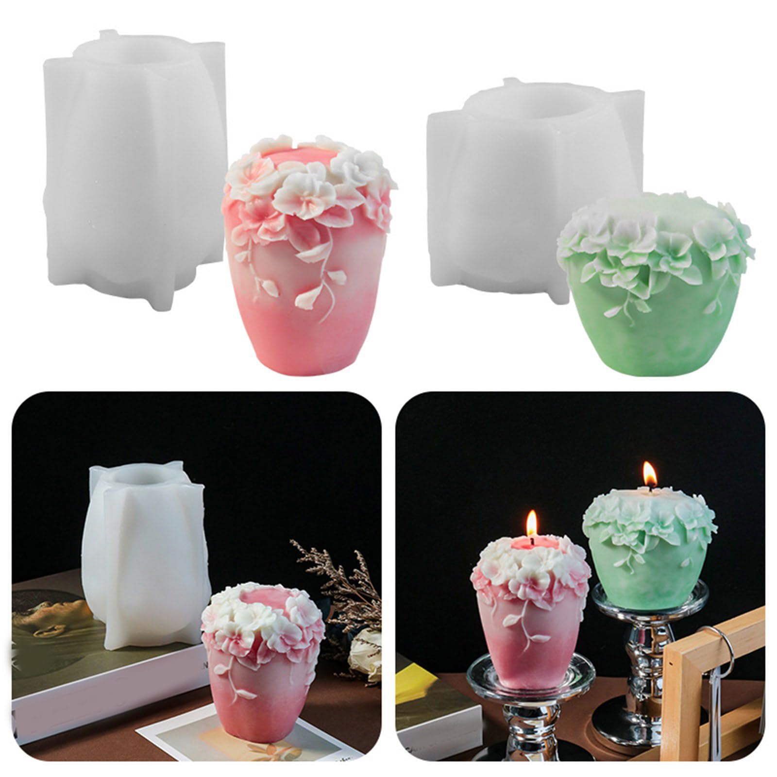 2 moldes de silicona flexible con forma de flor de vid, aromaterapias perfumadas, adornos hechos a mano